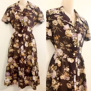 VTG Vintage Autumn Floral BabyDoll Dress